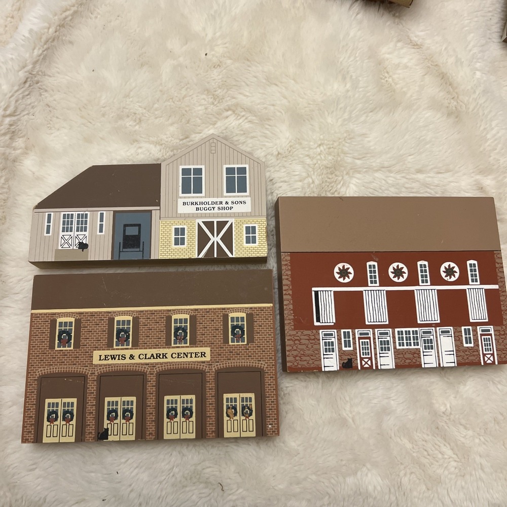 3 Vintage The Cats Meow Christmas American Barn & Craftsman Series Buildings